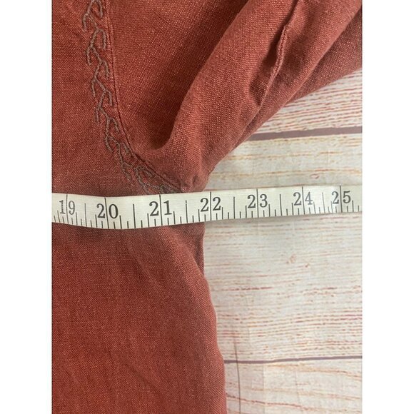 J Jill Women's Terracotta Embroidered 100% Linen Blazer - Small - Picture 7 of 13